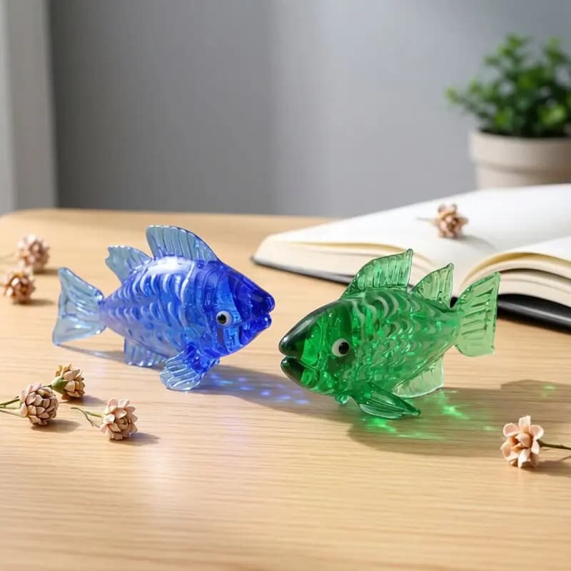Handmade Glass Fish Figurine - Mini Cute Marine Animal Statue for Home Desktop Ornament Living Room Bedroom Tabletop Decoration