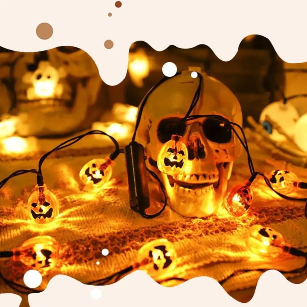 Collana in plastica con teschio a LED, stringa luminosa, colorato, appeso, festival, fiore, anello luminoso, divertente, portatile, ghirlanda di zucca, luci regalo