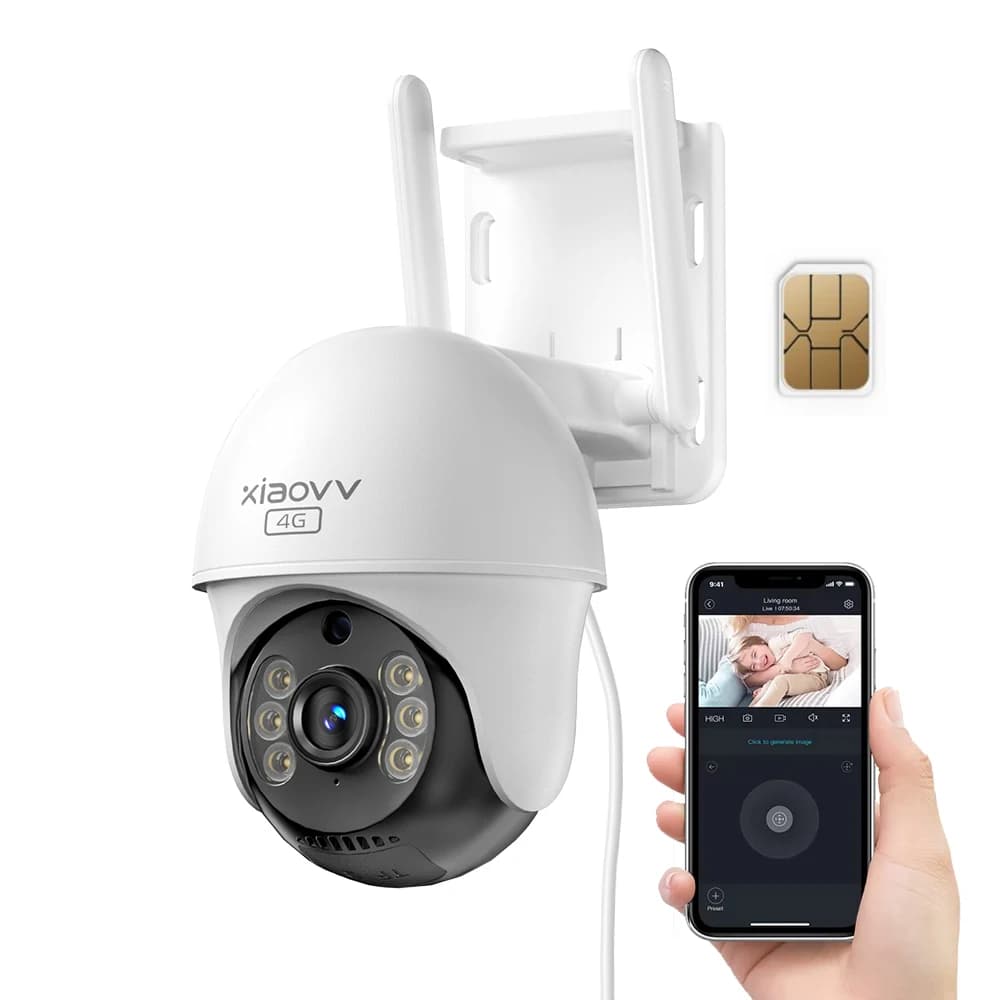 Telecamera esterna V380Pro 4G LTE con visione notturna a colori Telecamera PTZ 2K con audio bidirezionale