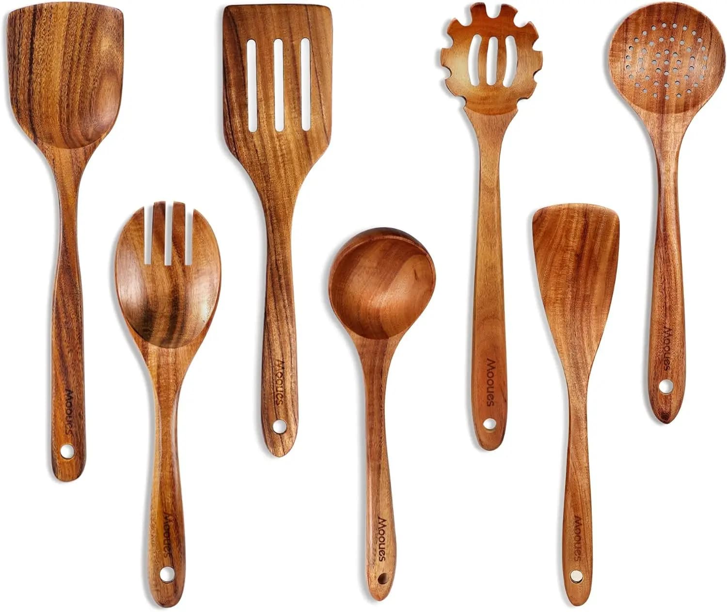 Set di Utensili in Legno di Lusso per Chef Casalinghi, 5 Strumenti Essenziali, Materiale Sicuro, Design Facile da Riporre, Perfetto per Cucina Gourmet