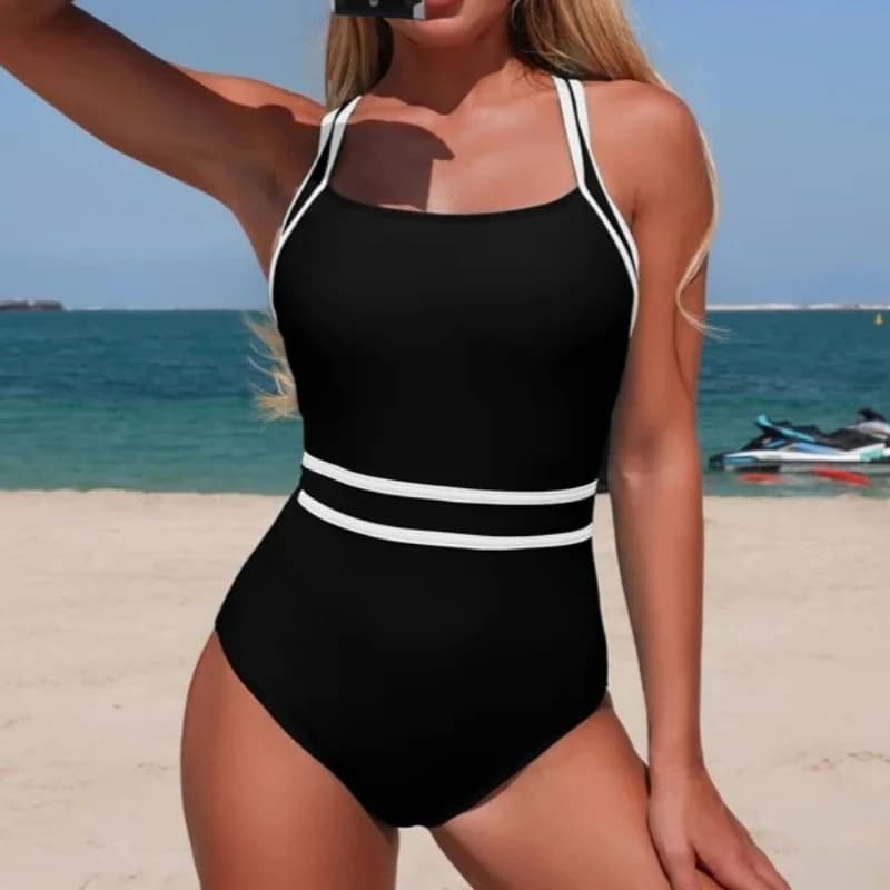 Costume da Bagno Intero Modellante Sexy da Donna con Push-up, Patchwork, Allacciatura al Collo e Schiena Incrociata, per Spiaggia e Vacanze