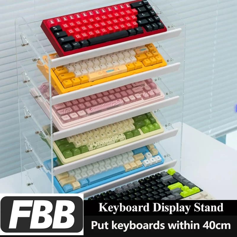 Scaffali portaoggetti per espositore per tastiere FBB Scaffale per tastiera meccanica da gioco per computer in acrilico Scaffale per organizer 3/4/5 strati