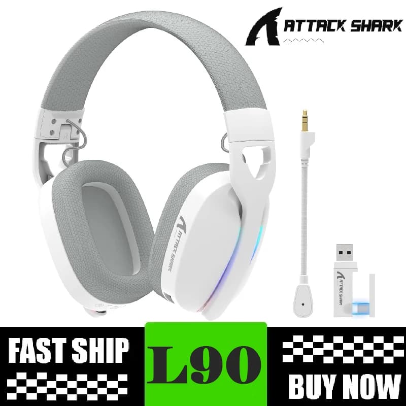 Offerta Speciale: Cuffie da Gaming ATTACK SHARK L90 Pieghevoli Tri-Mode, Ultra-Leggere con Microfono Rimovibile e Cancellazione del Rumore, RGB, 500mAh