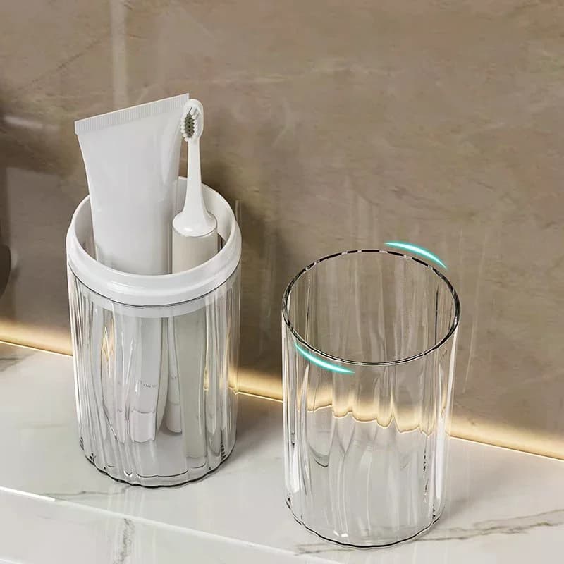 Porta Spazzolino da Viaggio Portatile, Contenitore per Dentifricio, Scatola Organizer per Bagno, Tazza per Articoli da Toilette da Viaggio