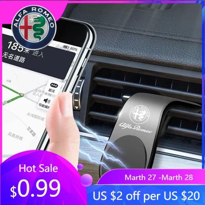 Supporto per Telefono Auto per Alfa Romeo con Induzione Gravitazionale, Supporto per Presa d'Aria per Alfa Romeo Giulietta 159 Mito Giulia Stelvio
