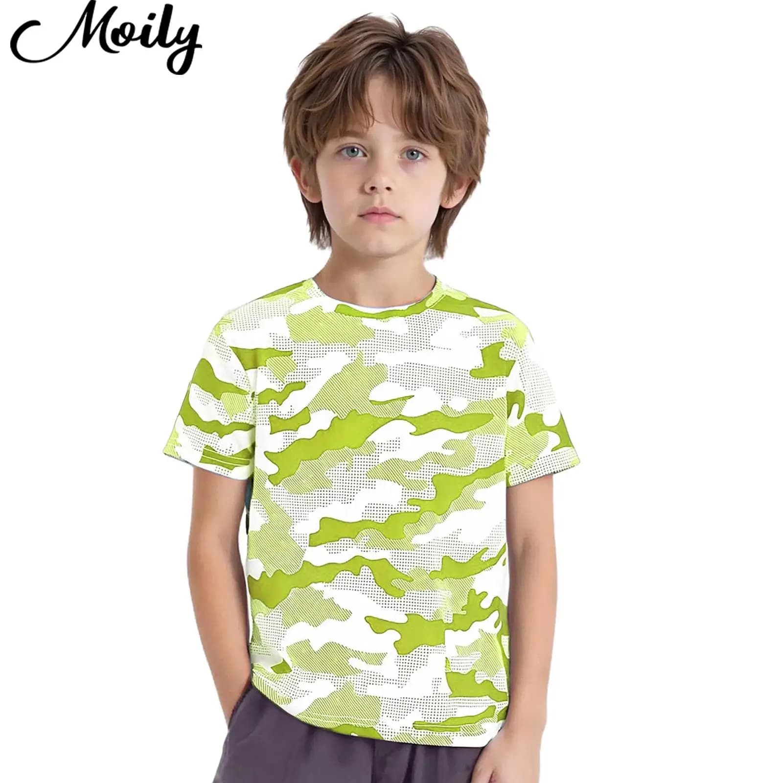 Bambino Ragazzi Ciclismo Top Basket Calcio Abbigliamento da allenamento Camouflage Camicia sportiva Top sportivo ad asciugatura rapida T-shirt a maniche corte