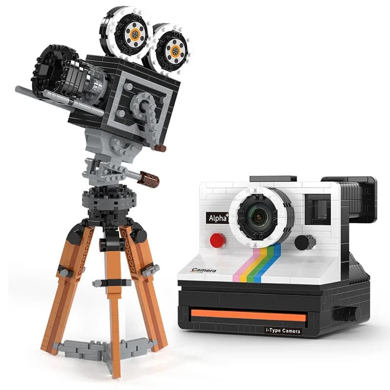 802pcs Mini Building Block Vintage Model Polaroid Retro Camera Adults Collection Ornaments IDEAS Series Toys Girl Birthday Gifts