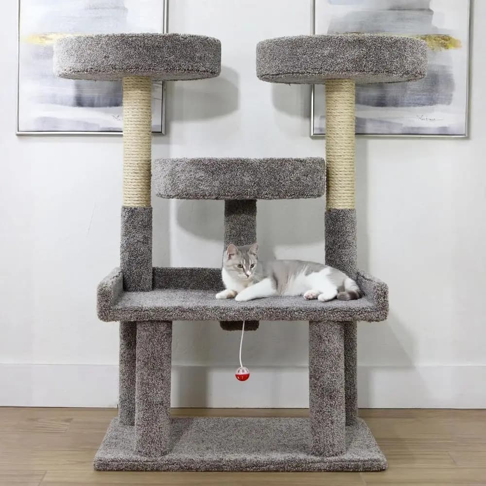 46 XXL Heavy Duty Cat Tree – Extra-Large, Sturdy Indoor Cat Tower with Multiple Perches, Sisal Scratch Posts & Solid Wood Base (