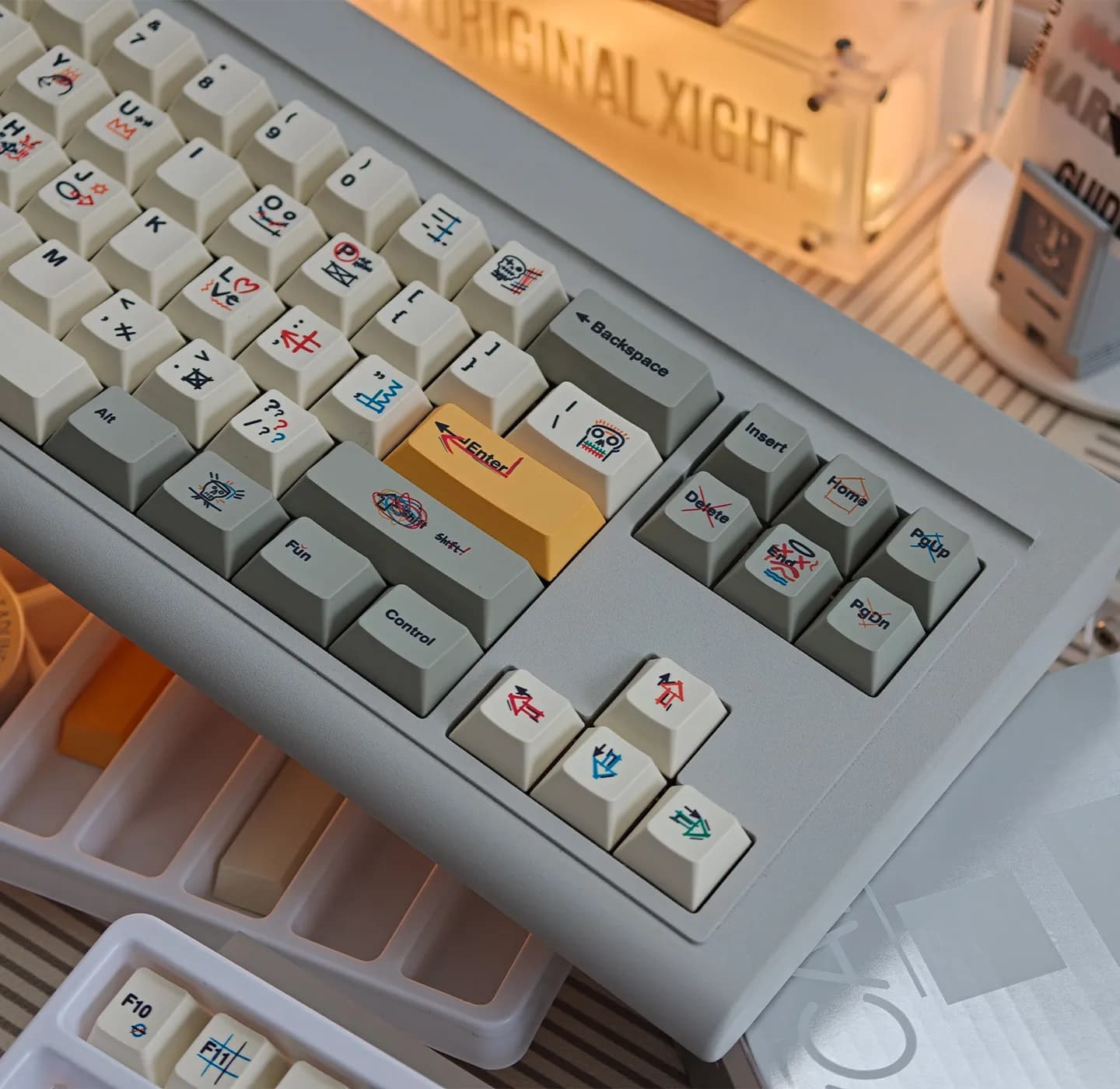 Retro Graffiti Keycaps Dye Sublimation Cherry Profile PBT Keycap Sets For MX Mechanical Keyboard Keycaps 64 75 87 96 104