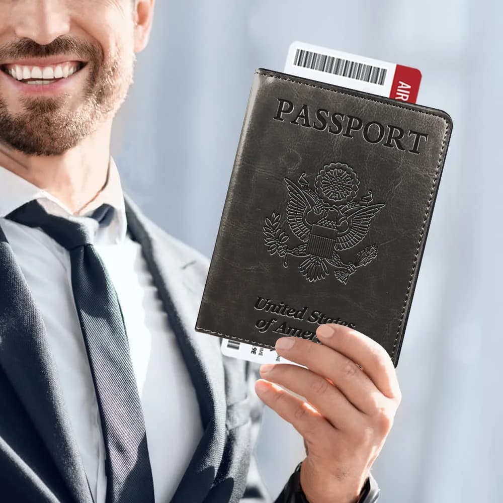 Porta Passaporto in Pelle con Slot per Carte, Accessorio da Viaggio, Organizzatore Documenti, Protezione per Uomo e Donna