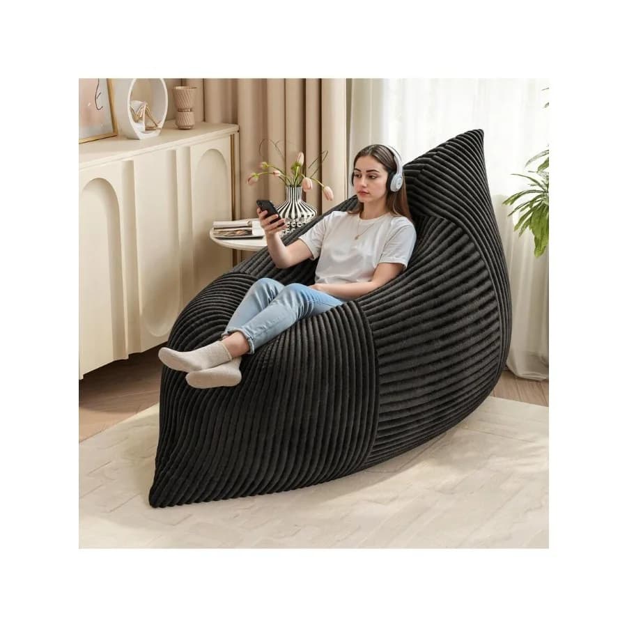 3 In 1 Bean Bag Chair, Convertible Bean Bag Floor Cushion With Machine Washable Cover, Beanbag Chairs For Adult