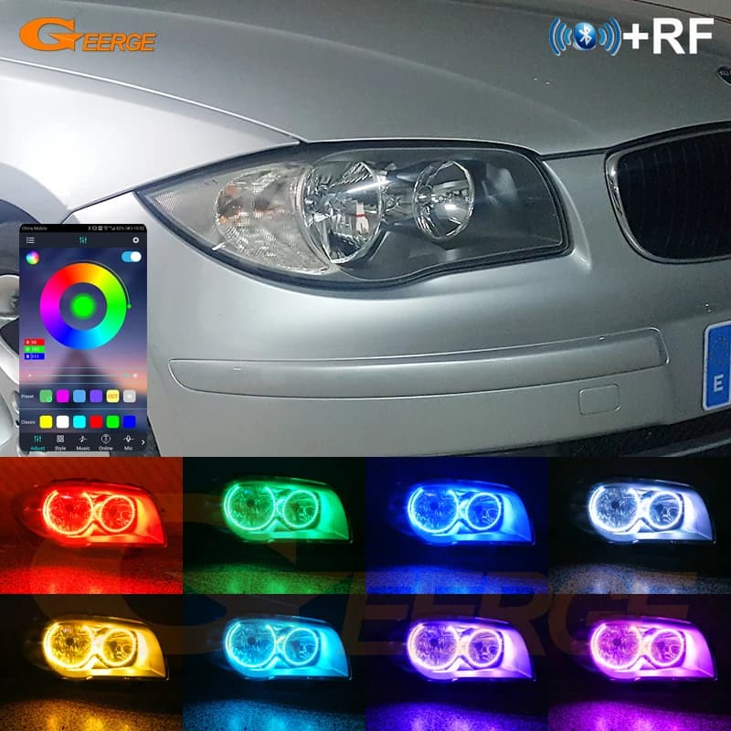Per BMW Serie 1 E81 E82 E87 E88 RF APP remota compatibile Bluetooth Multi-colore Ultra luminoso RGB LED Angel Eyes Halo Anelli