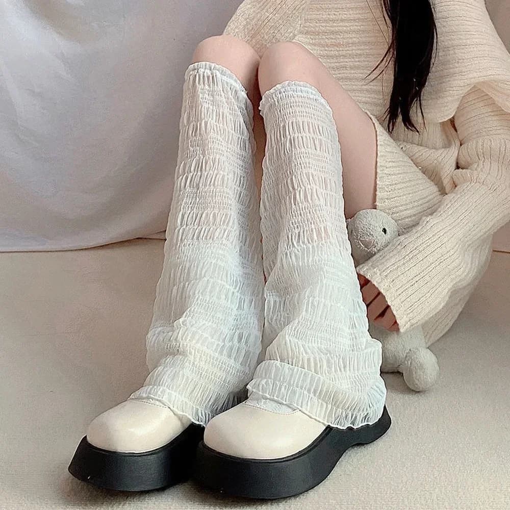 Scaldamuscoli sottili in nylon estivo stile giapponese Calze da donna sopra calzini al ginocchio Donna Ragazze dolci JK Lolita Calzini al ginocchio Coprigambe