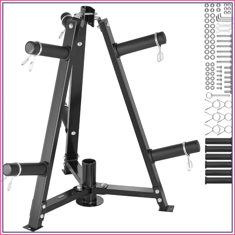 Weight Plate Rack for 2-Inch Plates, 300 lbs Capacity Storage Stand, Home Gym Barbell Rack