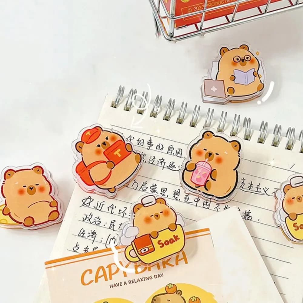 Clip per Carta in Acrilico a Forma di Capibara, Segnalibro, Clip per Memo, Organizzatore da Scrivania