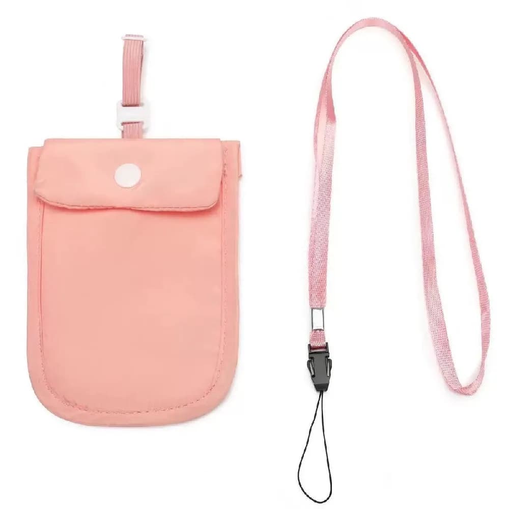 Portafoglio a Sottoveste Monocolore Antifurto con Cinghia Elastica Regolabile, Blocco RFID, Chiusura a Patta, Ultra Sottile