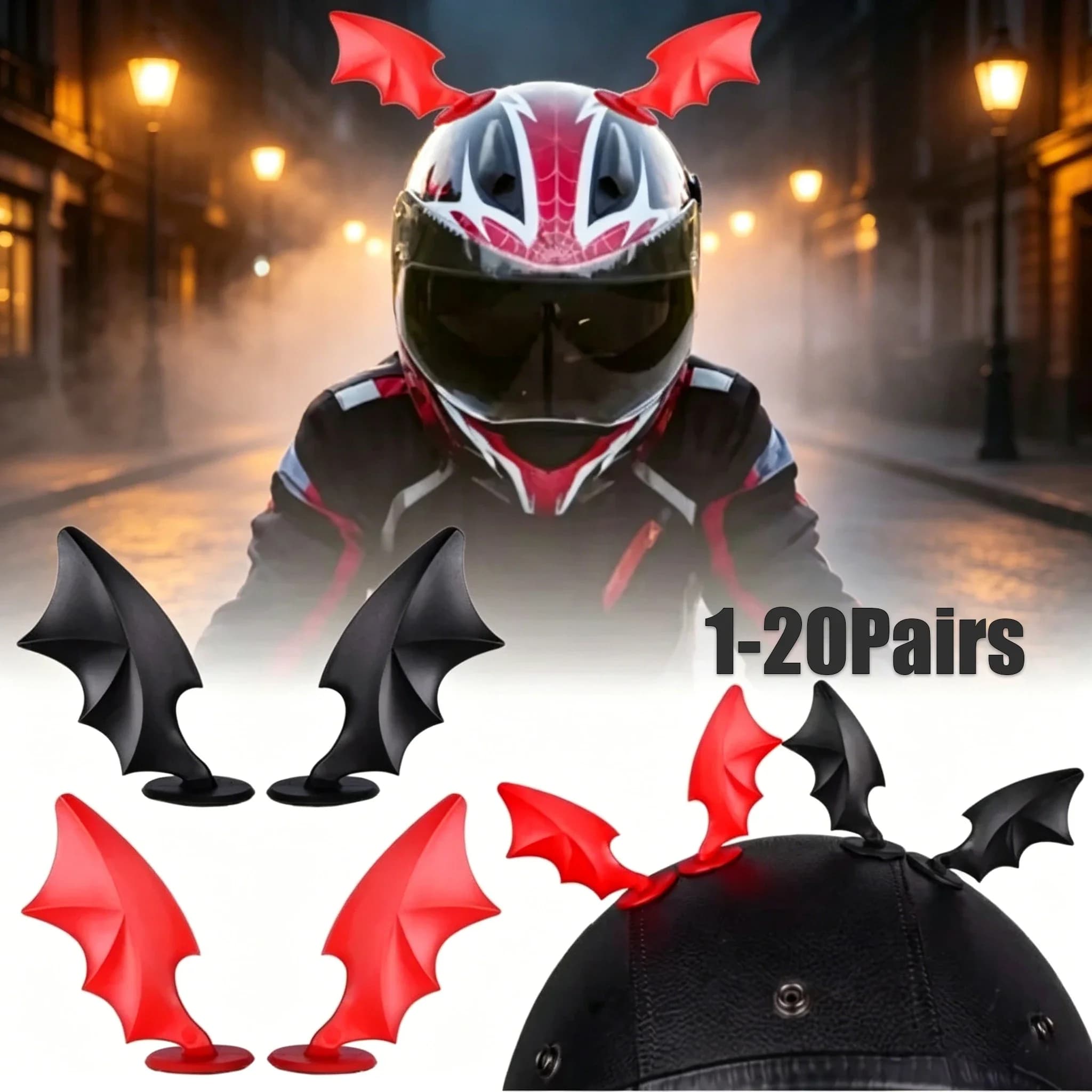 Demon Wings Suction Strips for Motorcycle Helmet Car Bike Accessories Riding Gear Decoration Men Women