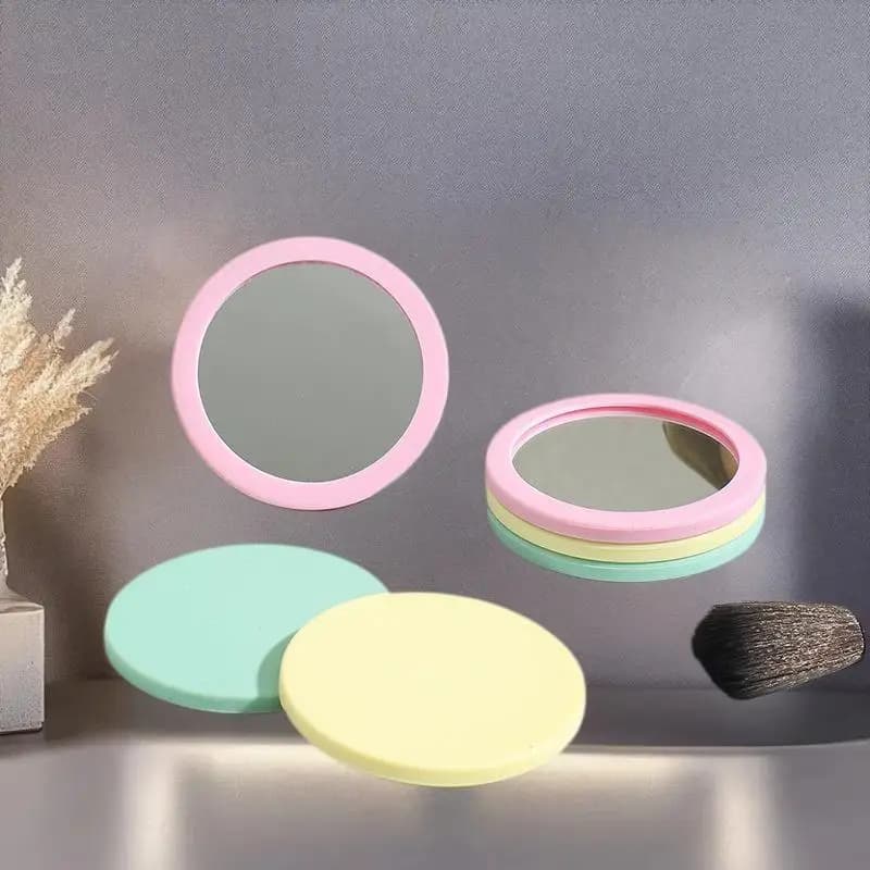 Specchietto Portatile per Borsetta, Tascabile, Compatto, Strumento di Bellezza, Mini Specchio Rotondo in Silicone per Trucco
