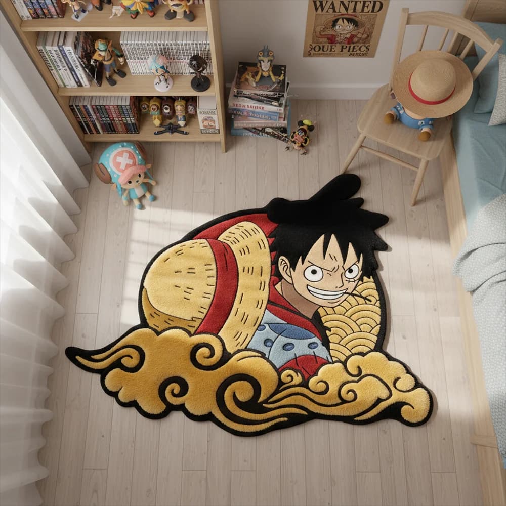 Carpet One Piece Anime Wano Country Luffy, children's room decoration mat, non-slip carpet, pets/game mat, soft decorative blanket