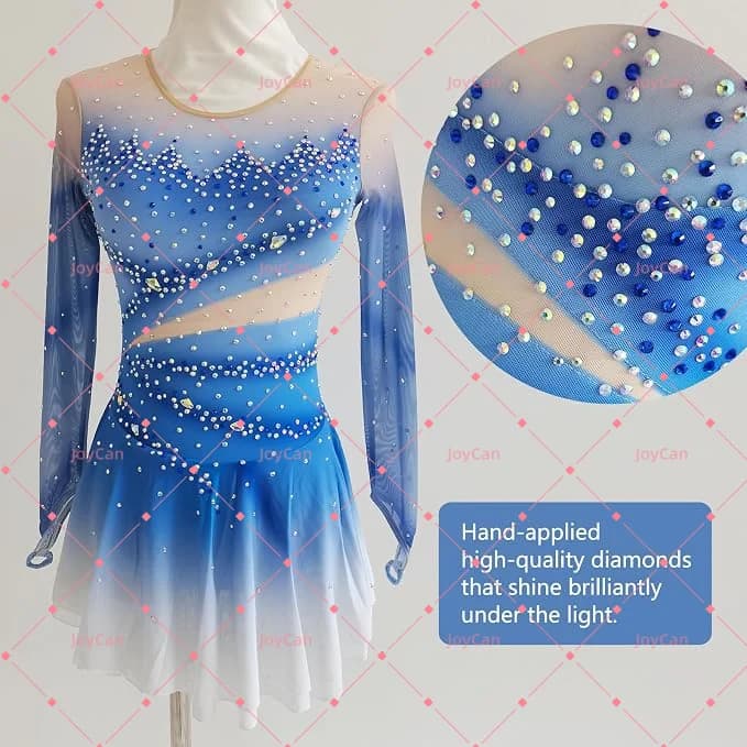 JoyCan Ice Figure Skating Dress Girls Optional colors Spandex Stretchy Mesh Competition Dance Wear Customized BD1838