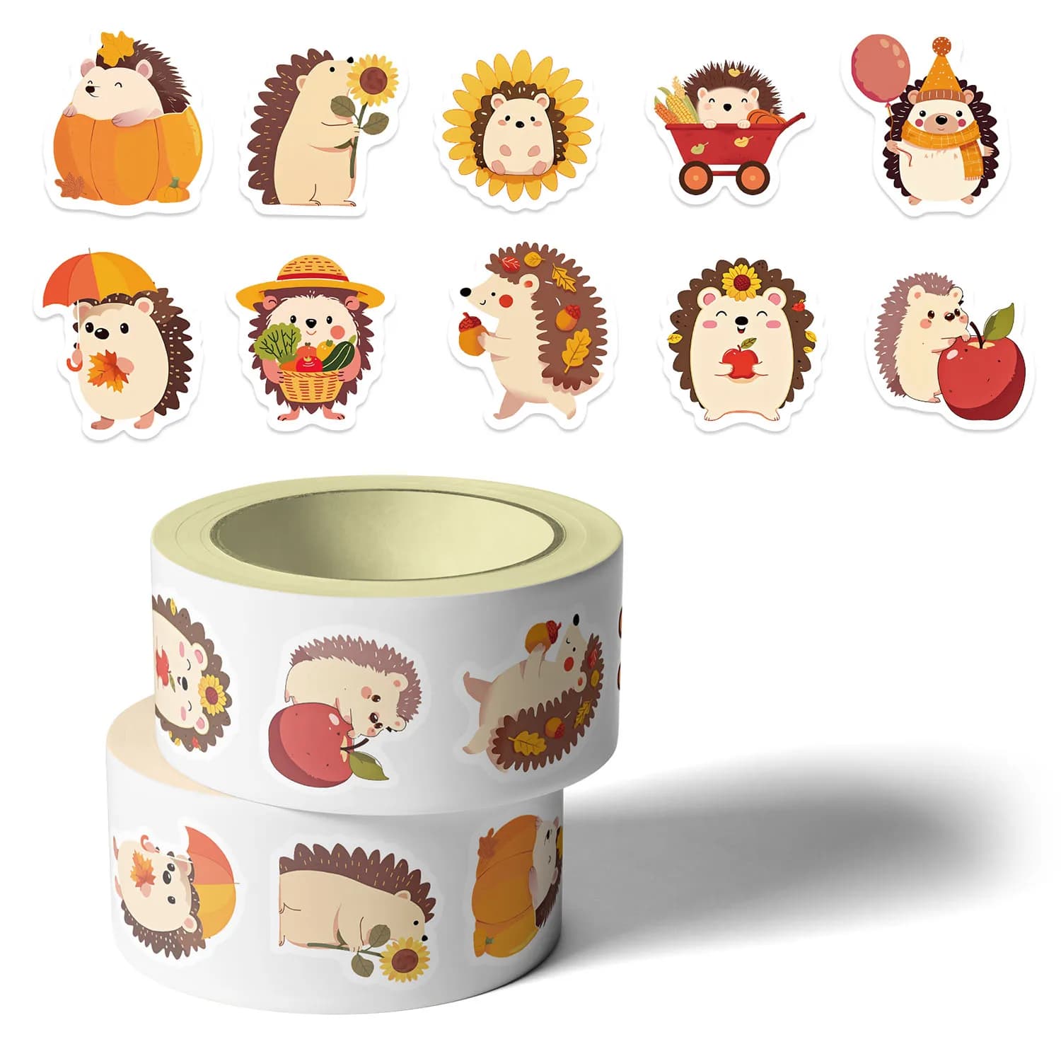 500PCS/Roll Autumn Hedgehog Sealing Graffiti Stickers for Bicycle Hand Account Pencil Case Decals