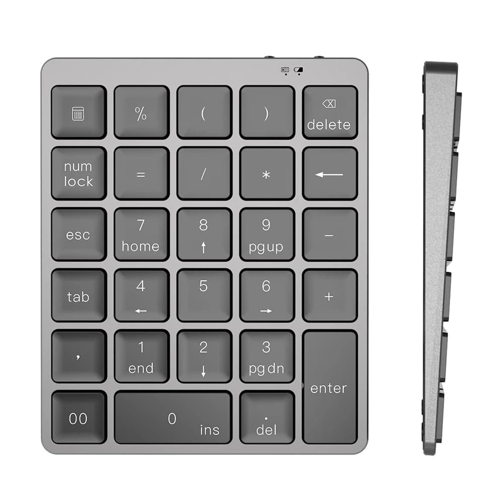 Bluetooth Wireless Numeric Keypad Numpad 28 Keys Portable Hub Financial Accounting Rechargeable Numeric Pad for Laptop Desktop
