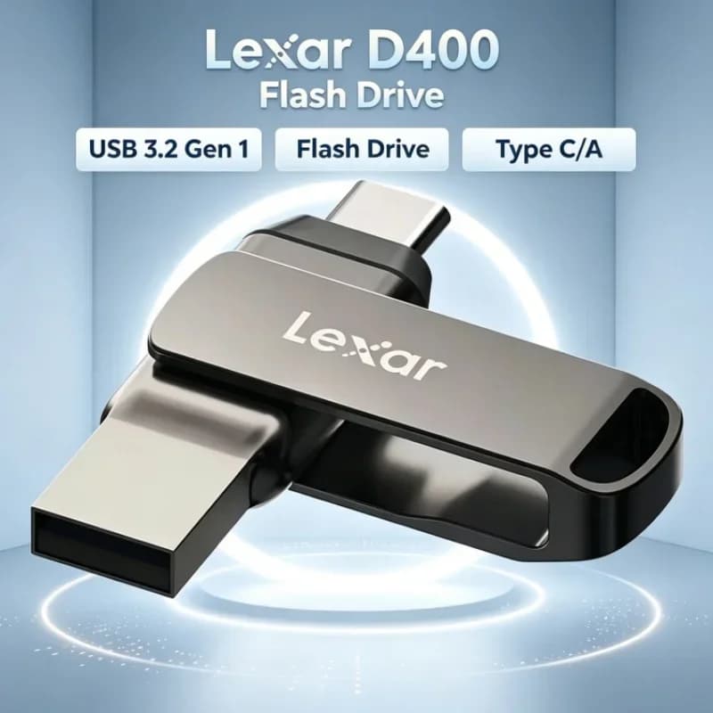Lexar JumpDrive Dual Drive D400 Dual Slot Type C/A USB Flash Drive 32GB 64GB 128GB 256GB USB 3.2 Gen 1 For PC/Mac