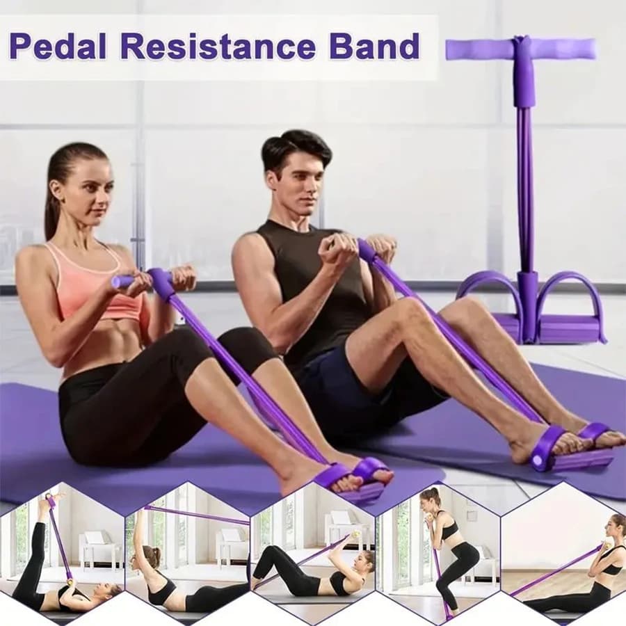 1 pc6- tube yoga pedal traction strength elastic band, suitable for abdominal/vita/brace/gamba elongation weight training