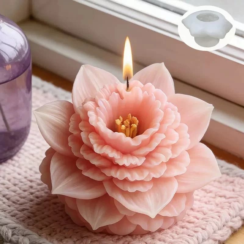 Stampo in silicone per candele floreali 3DLingbo, stampo in silicone per sapone fatto a mano a forma di fiore simulato, stampo in silicone per deodorante per auto, molto adatto per la creazione di candele.