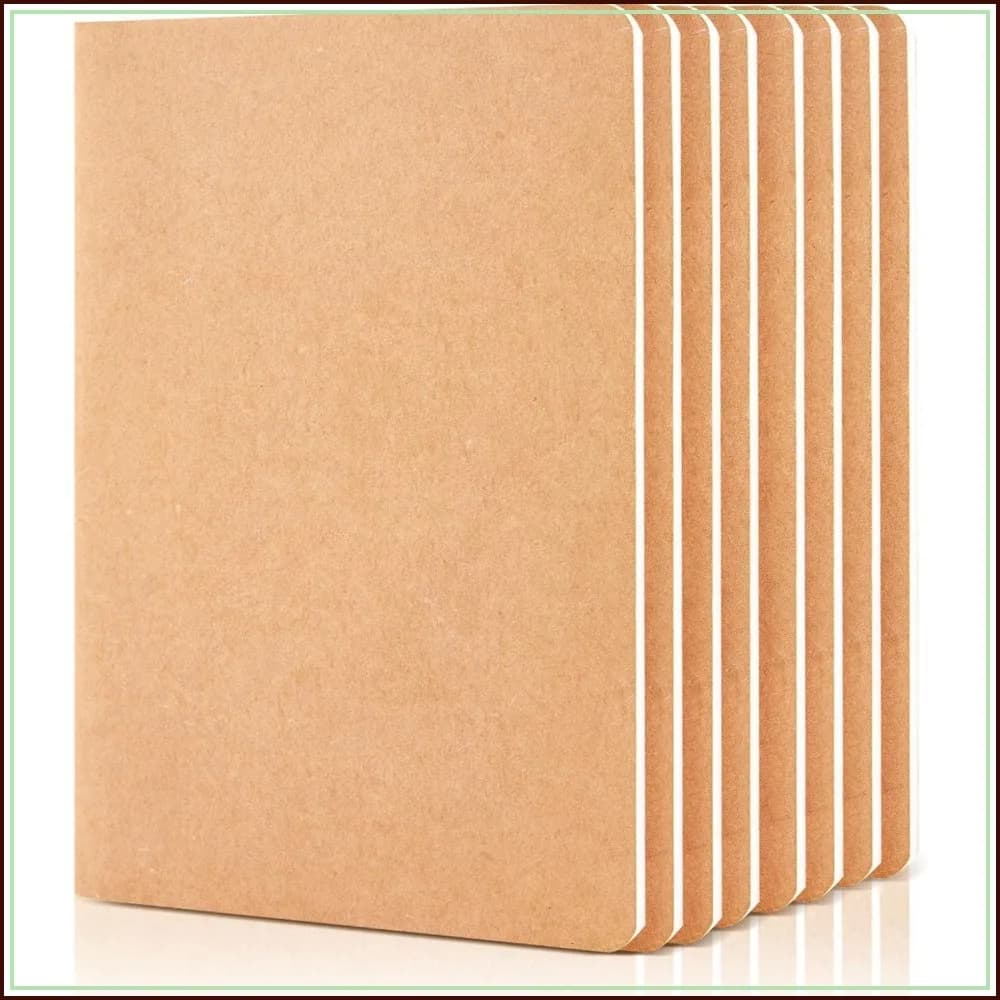 8 Pack Kraft Paper Notebooks, Blank Journal for Drawing Writing, A5 Sketchbook, 60 Pages, 8.3" x 5.5"