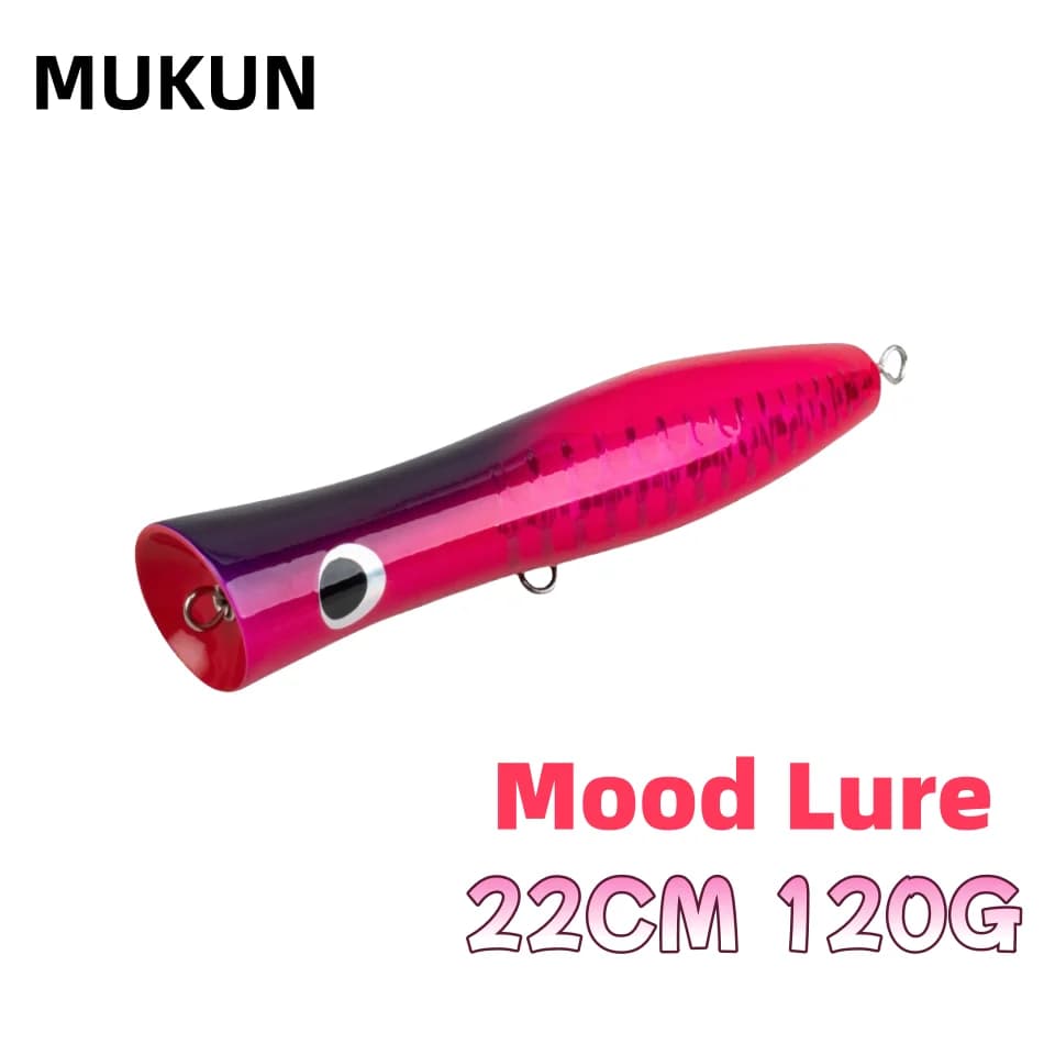 MUKUN Big Game Trolling Popper 220mm 120g Pesca in barca Topwater Stickbait Esca da pesca Superficie Esca dura per tonno GT Pesca
