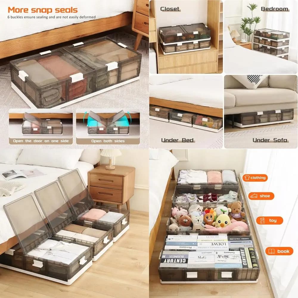 Impilable Boxes with Wheels for Organization Under the Bed - Ideal for Clothes, Shoes and Covers, Bed and Sleep Perfection