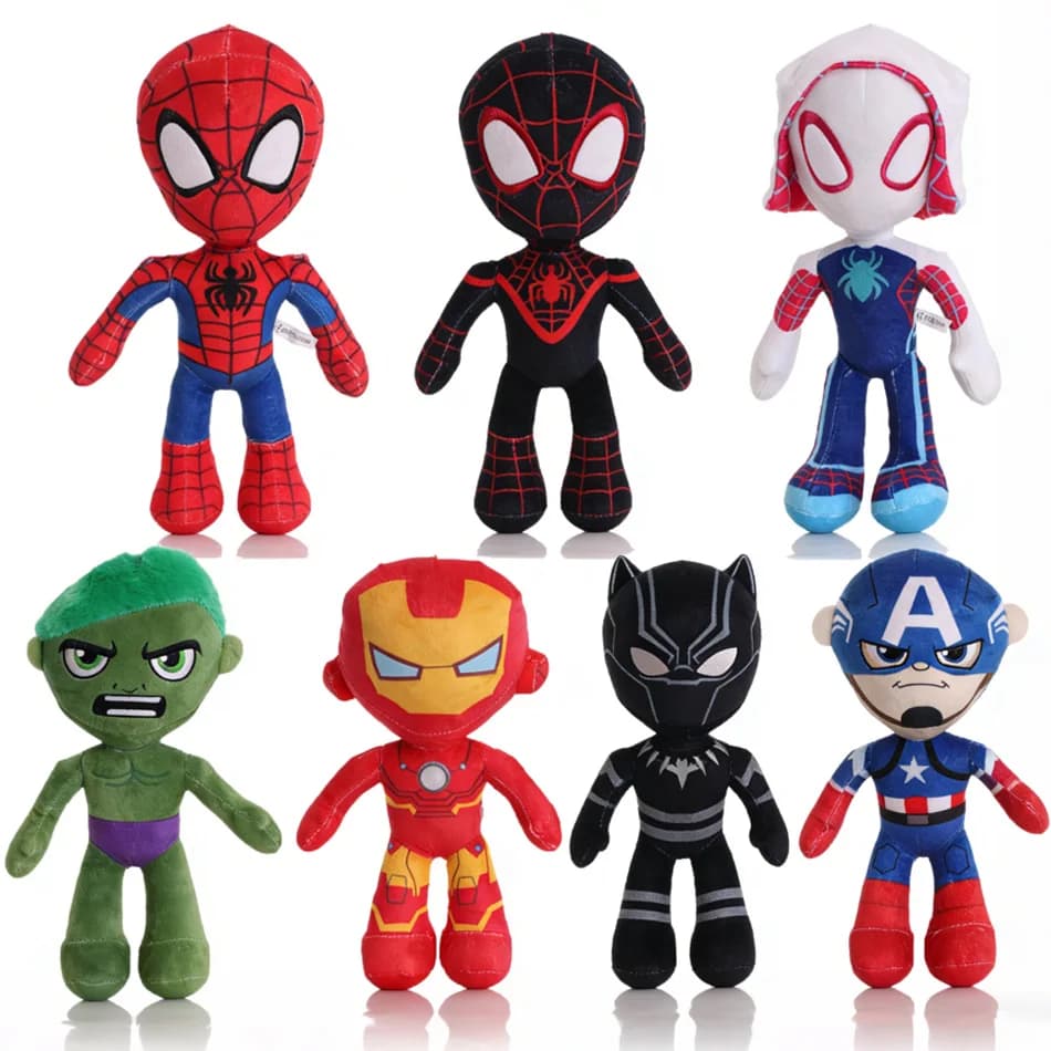 Peluche Anime Spiderman 30cm, Giocattoli Morbidi Imbottiti, Bambola Cartoon, Capitan America, Regalo di Compleanno e Natale per Bambini, Disponibile