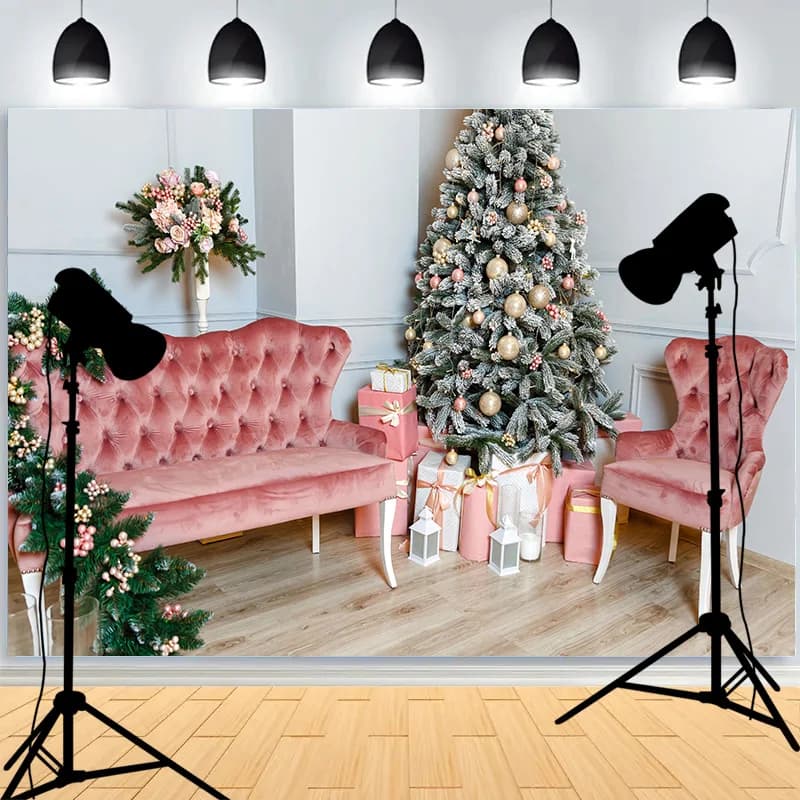 Winter Christmas Wonderland Festive Windows Photography Background Candles Lanterns Birthday Party Photo Studio Backdrops KL-05
