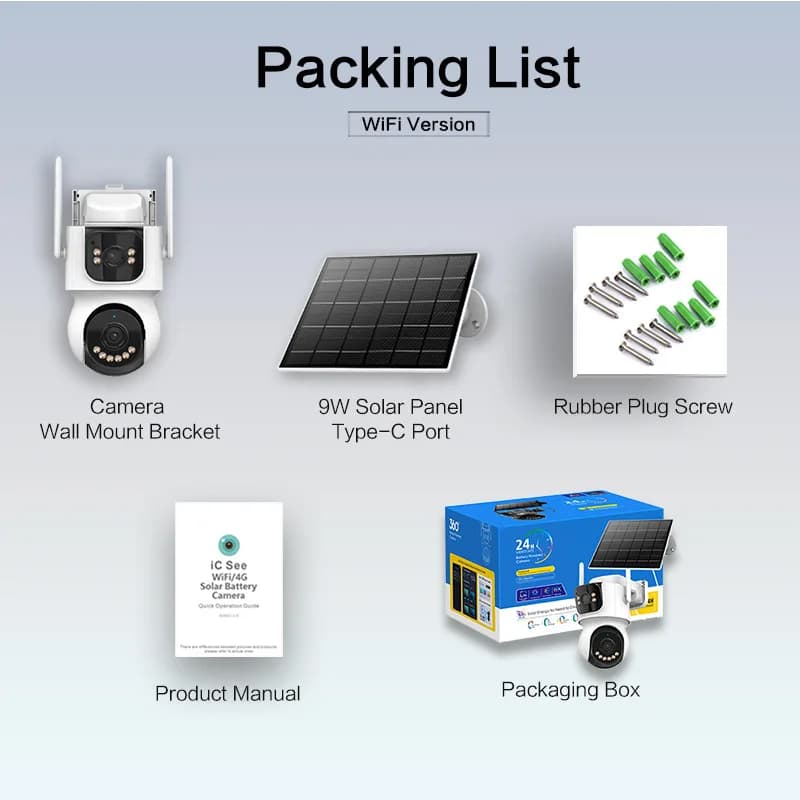 Telecamera IP 4MP iCsee APP a doppio obiettivo, alimentata a energia solare, a basso consumo, a colori, con rilevamento umanoide AI, per la sicurezza domestica, PTZ, monitor CCTV.