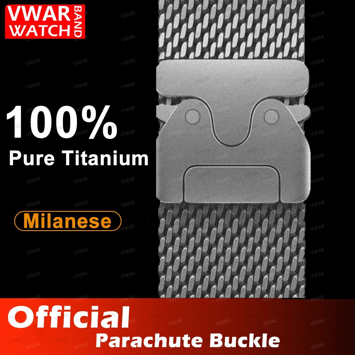 VWAR Titanium Milanese loop for Apple Watch Ultra 3 2 Series 11 10 9 Natural Black band mesh strap for iWatch parachute buckle