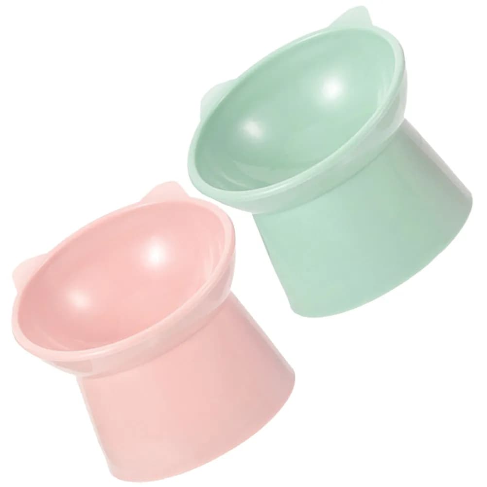 2Pcs Raised Cat Food Bowl Anti-Tip Wide Stable Base Sloping Design Comfort Feeding Bowl for Kittens Puppies Daily Use Pet Supply