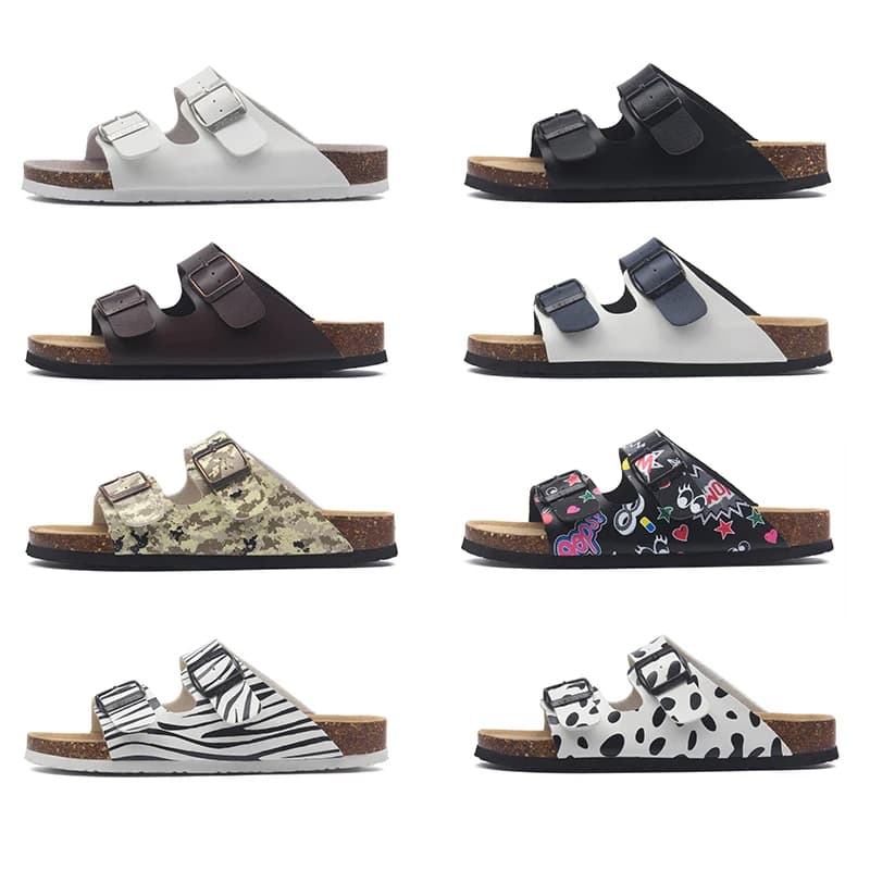 25 Style Summer Beach Cork Slippers Sandals Casual Double Buckle Clogs Sandalias Women men Slip on Flip Flops Flats Shoes