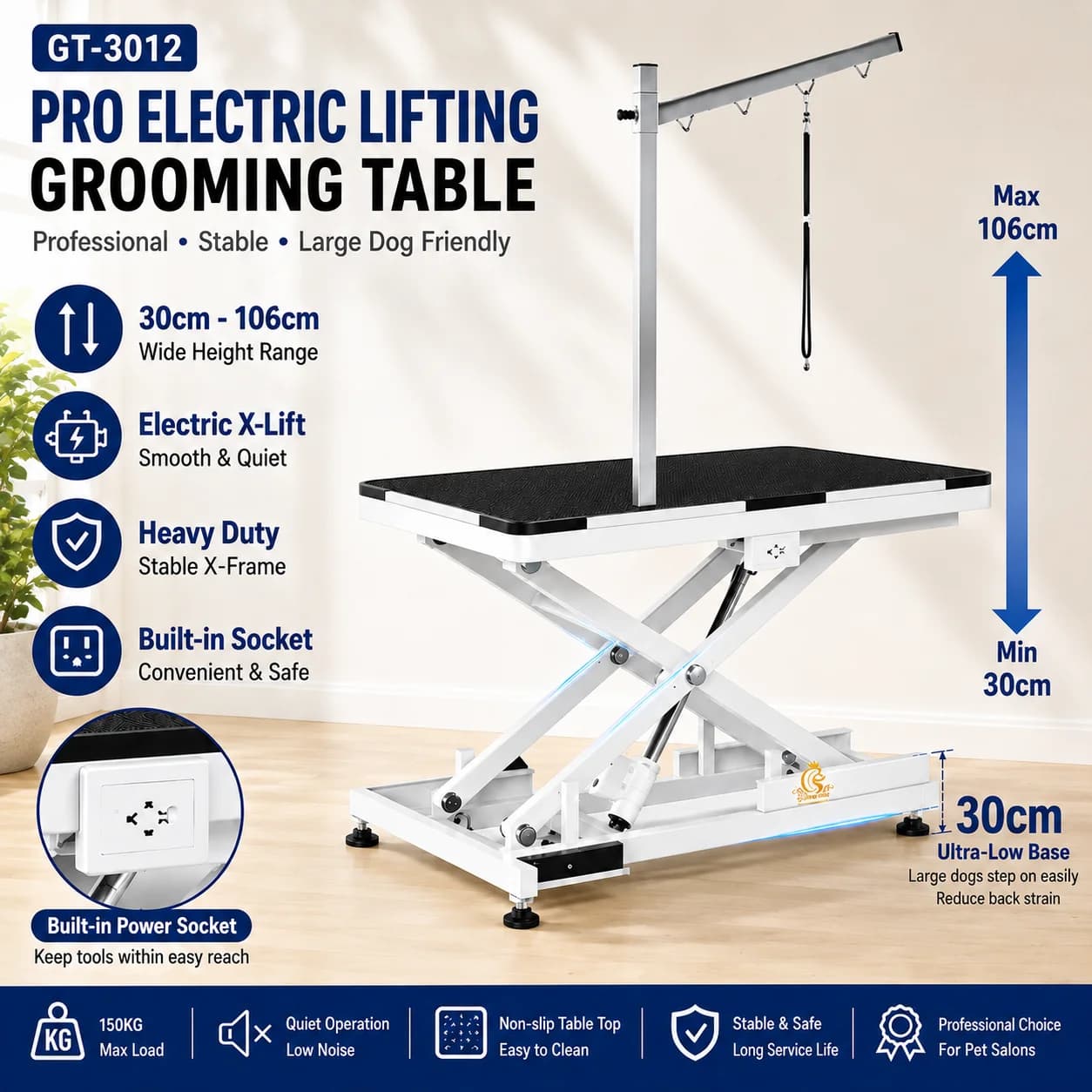 EUR PET Hot Sales Electric Elevating Non Slip Mat Dog Grooming Table New Design Iron Material Generic Pet Grooming Table