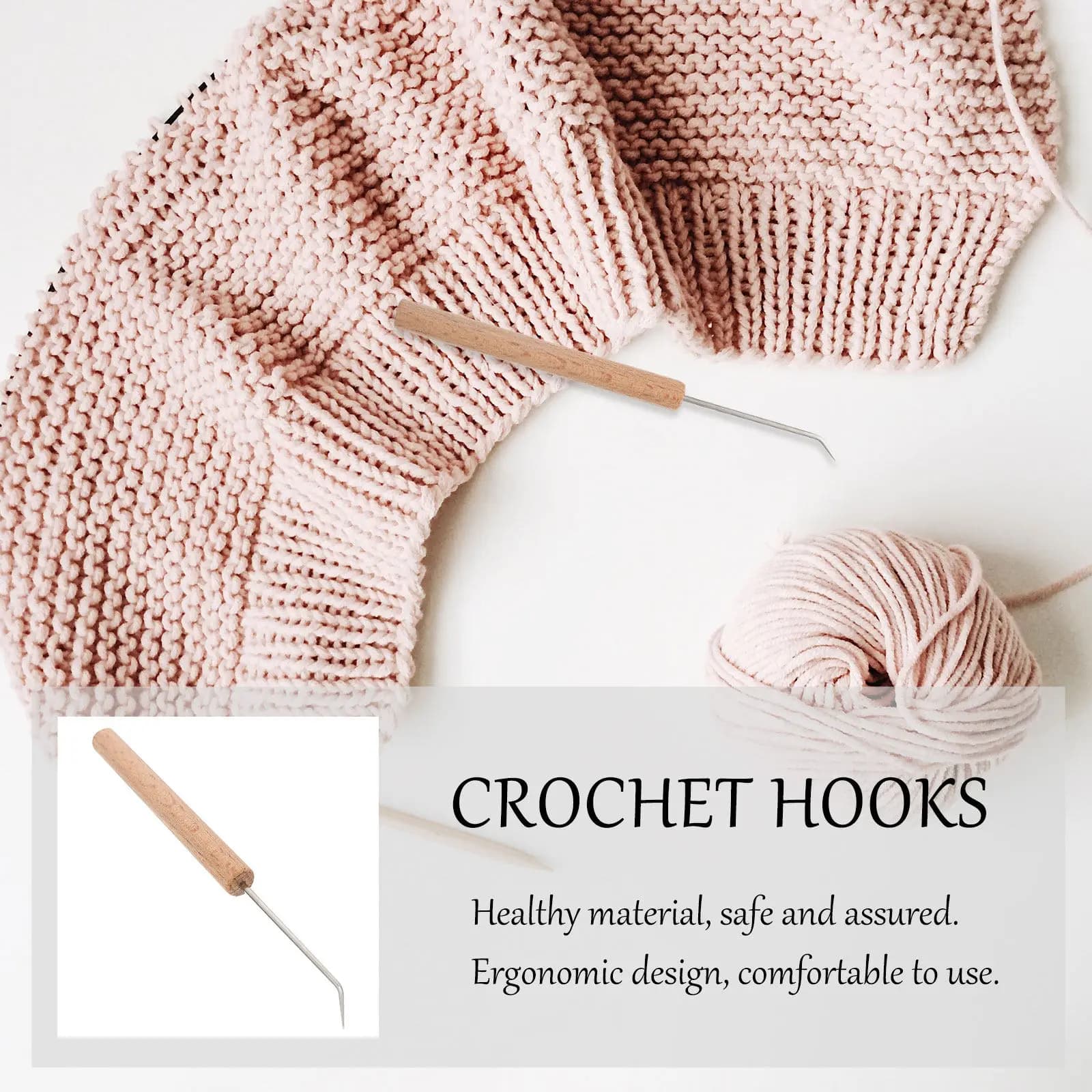 1Pcs Crochet Hooks Wooden Knitting Tool with Ergonomic Handle for Sweaters Scarves DIY Yarn Crochet Accessories
