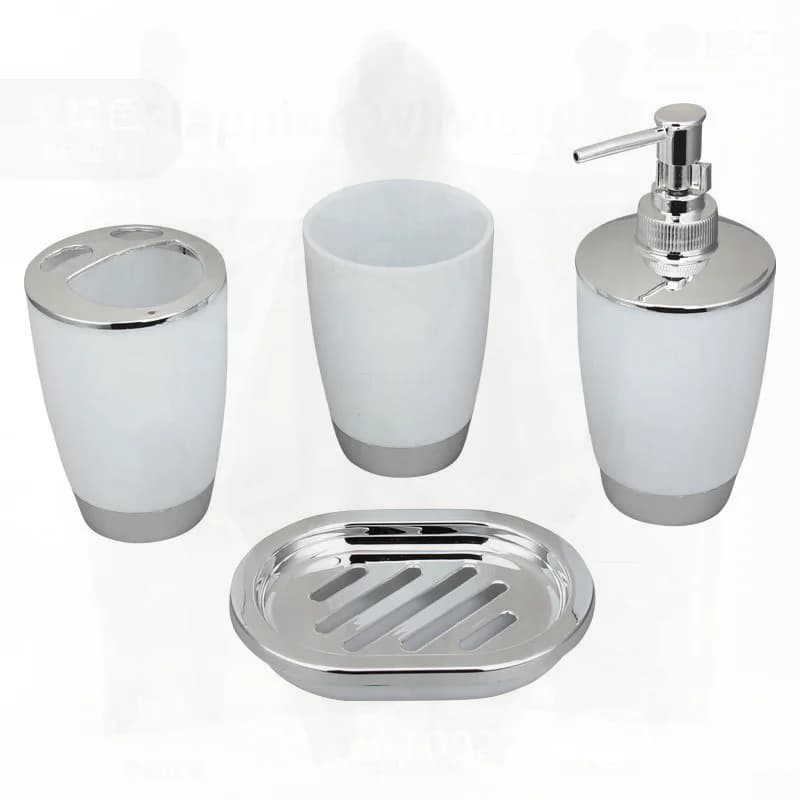Set di articoli da toeletta da bagno da 4 pezzi - Bed & Breakfast Porta spazzolino stile hotel Disinfettante Tazza per collutorio - Plastica - Assortiti