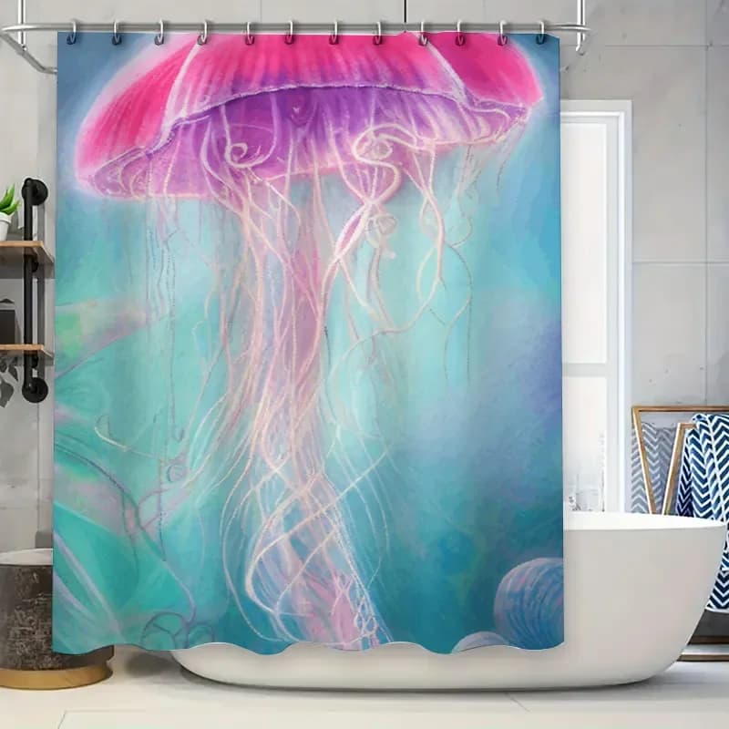Divisorio per tappeto da bagno in tessuto impermeabile con tenda da doccia a righe viola disponibile in varie dimensioni