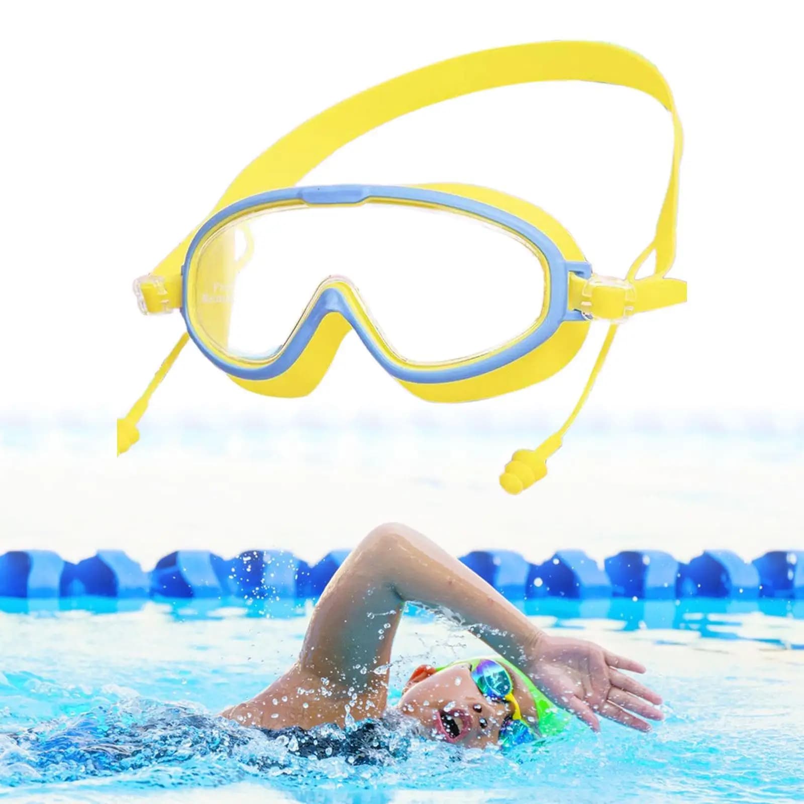 Adjustable swimwear, comfortable, water resistant, anti-fog, clear view, children's swimming glasses, snorkeling pool