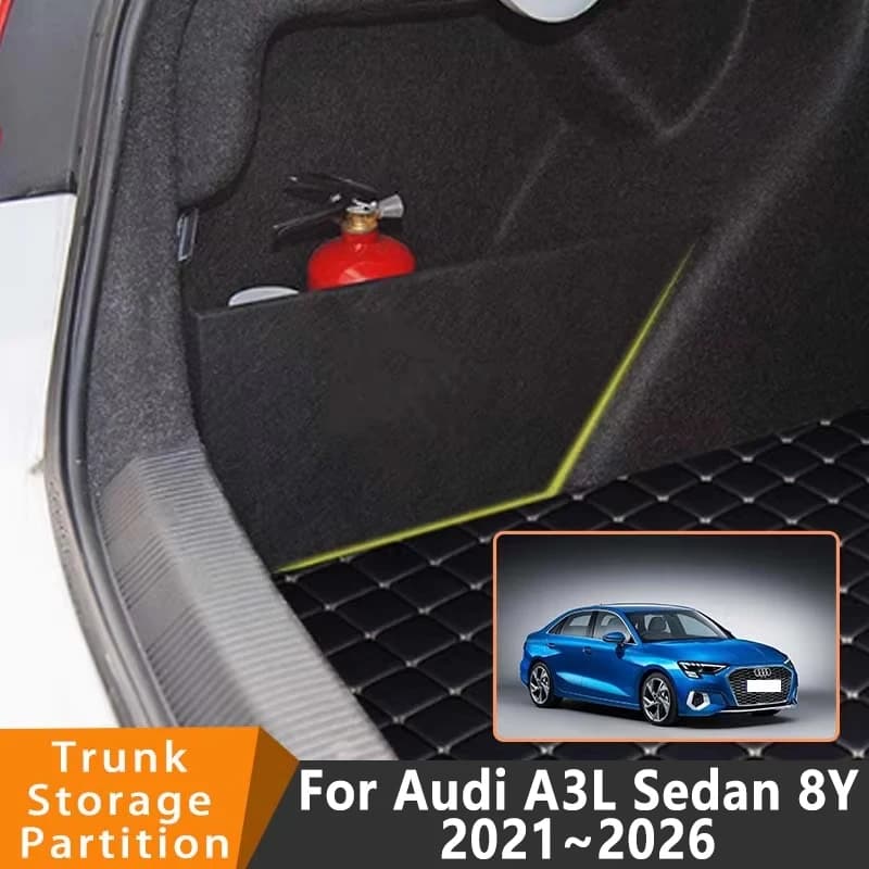 Accessori Auto Per Audi A3L 8Y 2021 ~ 2025 2022 2023 Auto Aggiornamento Organizzatore Tronco Partizione Laterale Tronco Interno Scatola di Immagazzinaggio parti