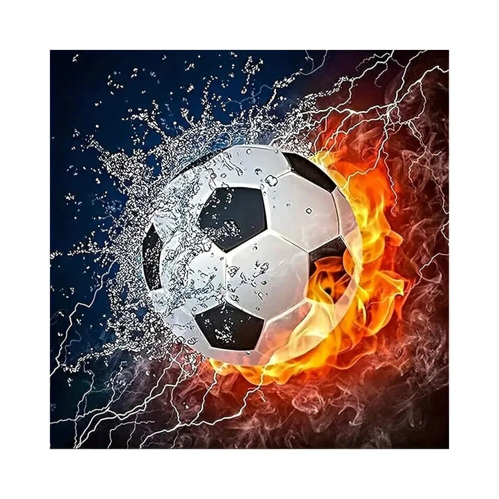 Set da 1 pezzo per pittura diamantata a tema calcio, kit fai da te per adulti con diamanti quadrati completi per decorazioni domestiche, arte e artigianato senza cornice