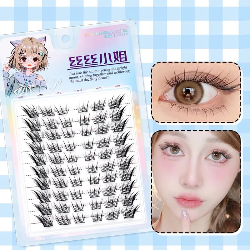 【M】Eyelashes Single Clusters False Eyelashes Eyes Fluffy Natural Thick Curl Beauty Daily Makeup Create Comic Eyes