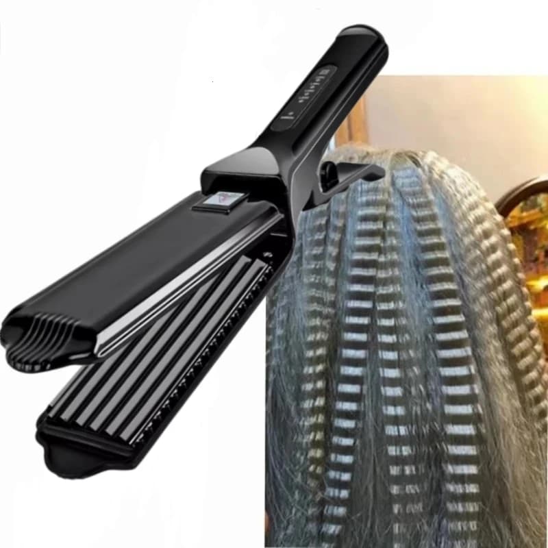 Ceramic curling iron for voluminous hairstyles, antistatic undulating plate for hair