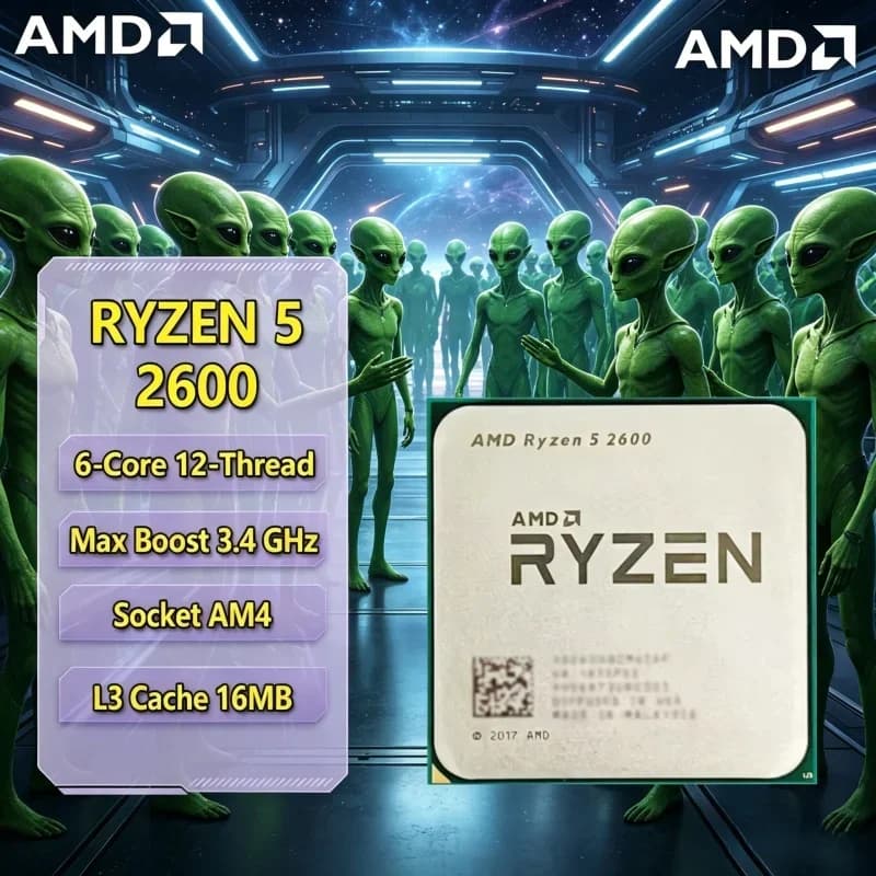 AMD Ryzen 5 2600 R5 2600 CPU 6-Core 12-Thread 3.4GHz(3.9GHz Boost) Unlocked AM4 Gaming CPU Without Package