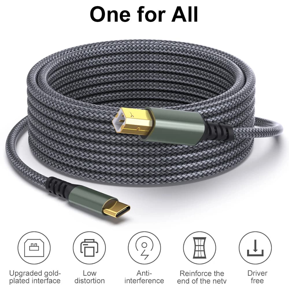 Cavo USB C a B per Stampante ad Alta Velocità per HP, Canon, Brother, Samsung, Dell, Epson, Lexmark, Xerox fino a 480 Mbps, per più dispositivi USB