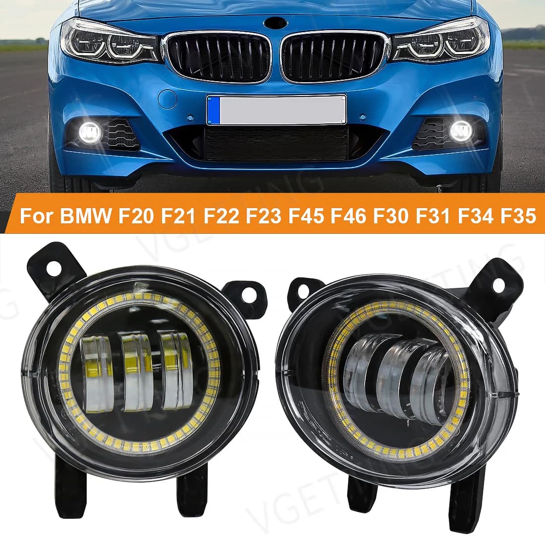 Auto LED Angel Eye fendinebbia per BMW F20 F21 F22 F23 F45 F46 F30 F31 F34 F35 lente paraurti anteriore faro alogeno luce di guida 12V